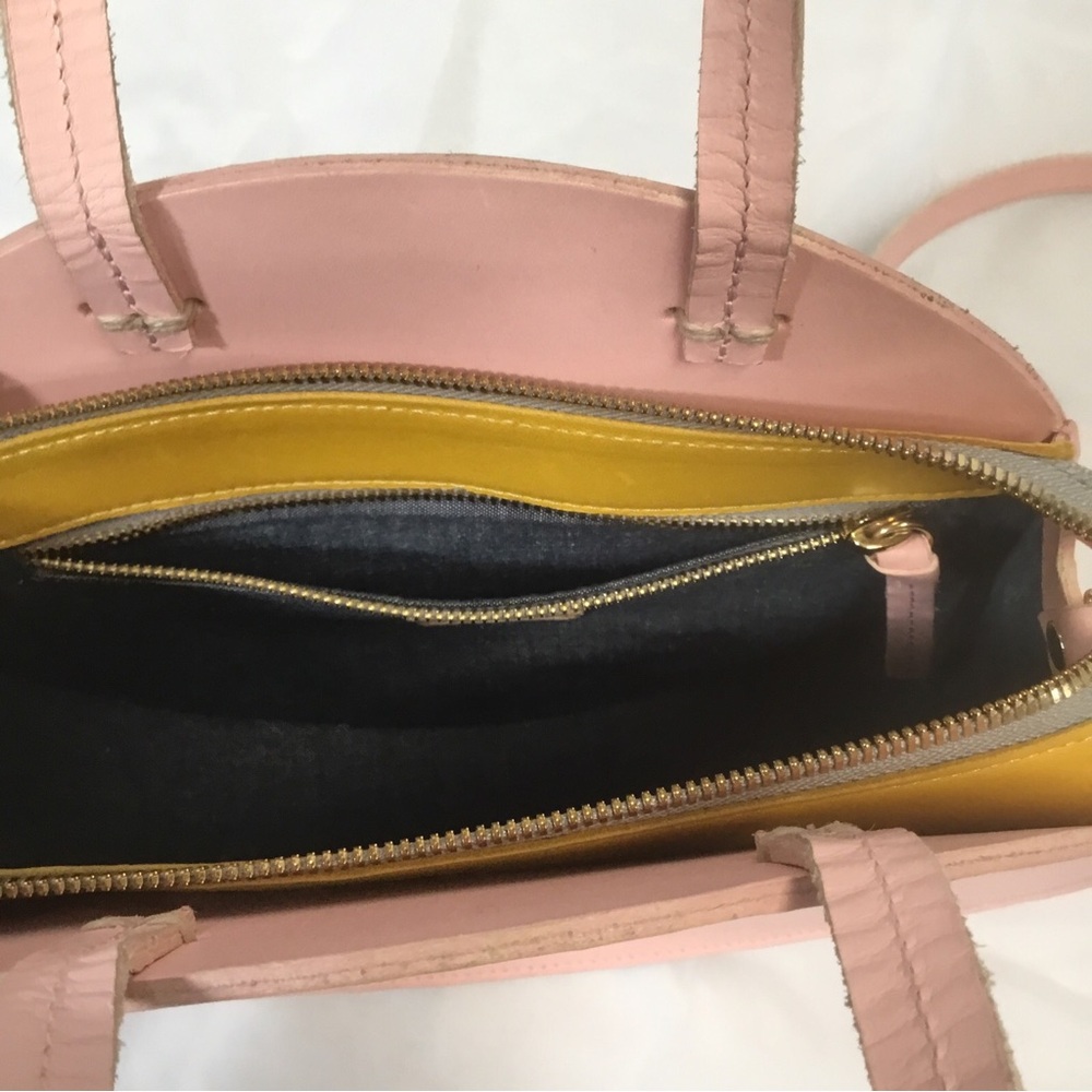 Clare V. Alistair Pink Leather Round Removable Crossbody Gold Zip 9.5” Circle - Picture 5 of 14